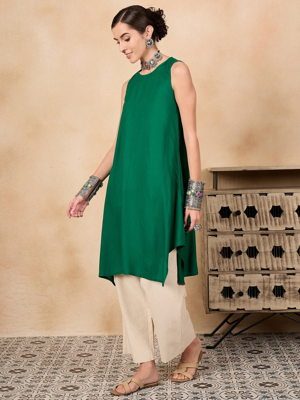 InWeave Forest Green Short Kurta