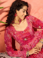 InWeave Fuchsia Sweetheart Neck Anarkali Kurta - Distacart