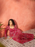 InWeave Fuchsia Sweetheart Neck Anarkali Kurta - Distacart
