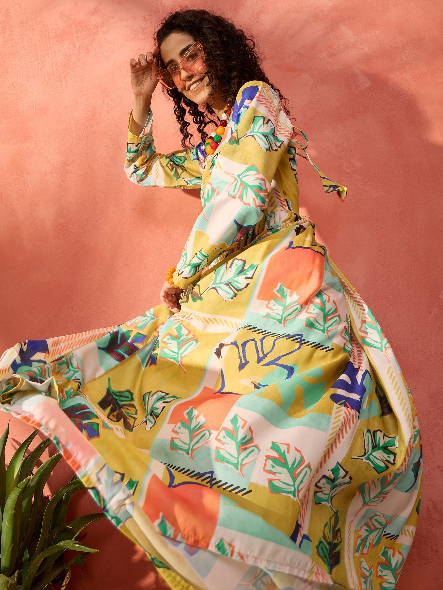 InWeave Lime Green Leaf Sweetheart Neck Long Anarkali Kurta - Distacart