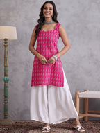 InWeave Fuchsia Ikkat Kantha Kurta