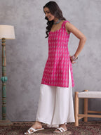 InWeave Fuchsia Ikkat Kantha Kurta