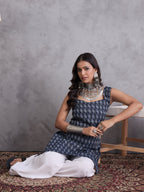 InWeave Black Ikkat Kantha Kurta