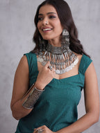 InWeave Emerald Green Kantha Striped Kurta