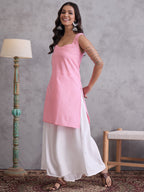 InWeave Pink Kantha Striped Kurta