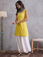 InWeave Yellow Kantha Kurta