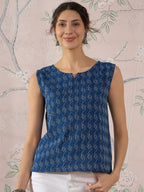 InWeave Blue Ikkat Kantha W/S Top