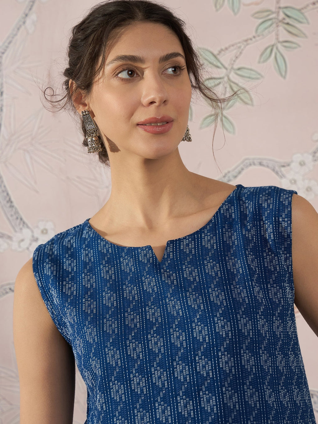 InWeave Blue Ikkat Kantha W/S Top