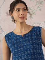 InWeave Blue Ikkat Kantha W/S Top