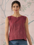 InWeave Maroon Striped Kantha W/S Top