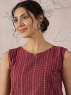 InWeave Maroon Striped Kantha W/S Top