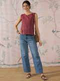 InWeave Maroon Striped Kantha W/S Top