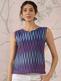 InWeave Purple Blue Ikkat Kantha W/S Top