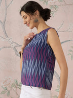 InWeave Purple Blue Ikkat Kantha W/S Top