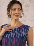 InWeave Purple Blue Ikkat Kantha W/S Top