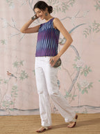 InWeave Purple Blue Ikkat Kantha W/S Top