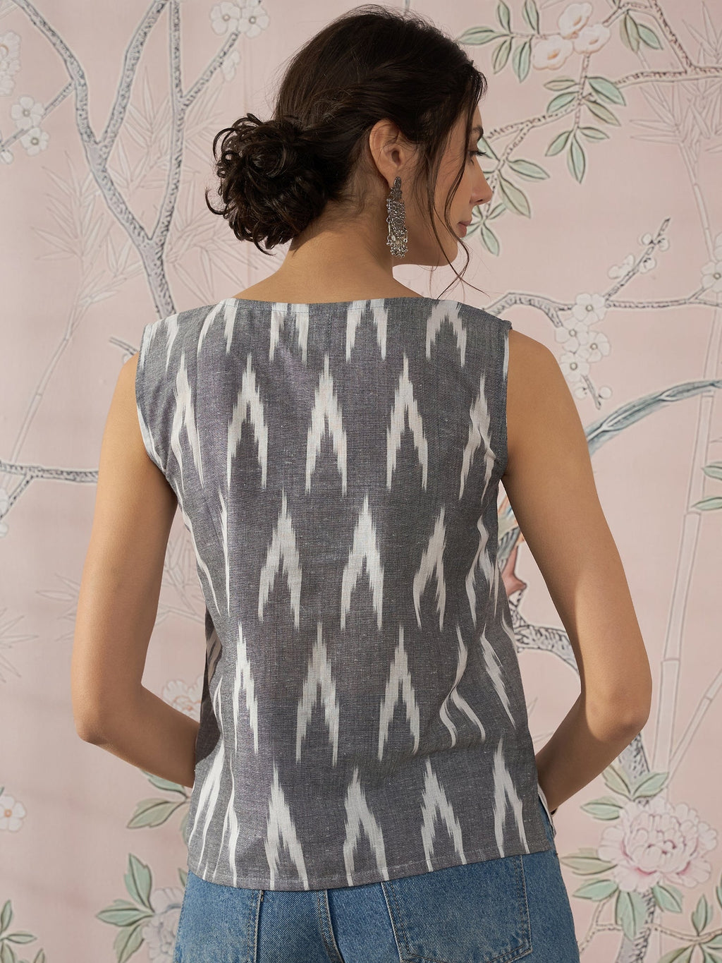InWeave Grey Ikkat Kantha W/S Top