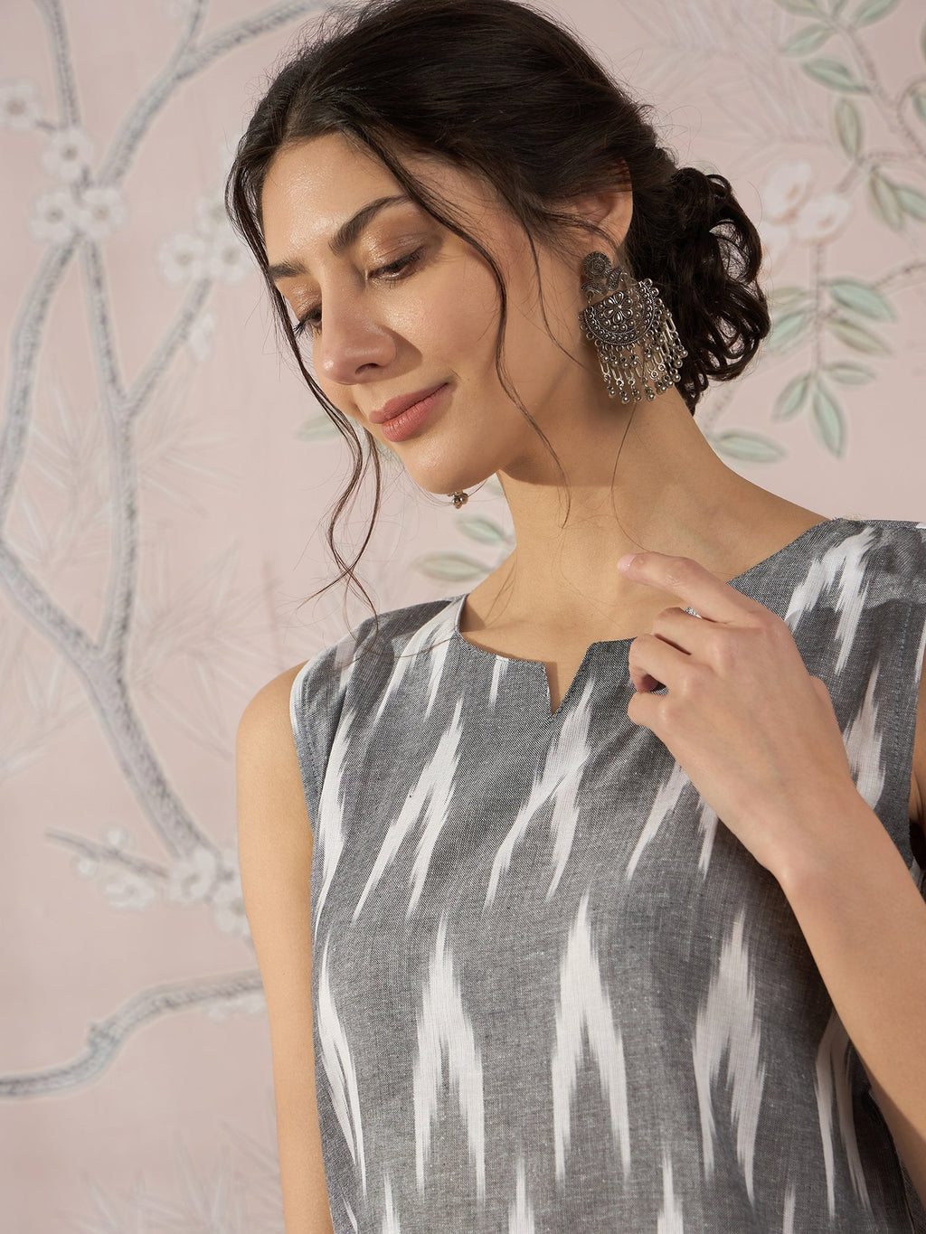 InWeave Grey Ikkat Kantha W/S Top