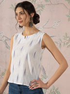 InWeave White Blue Ikkat W/S Top
