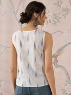 InWeave White Blue Ikkat W/S Top