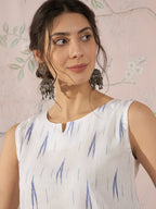 InWeave White Blue Ikkat W/S Top