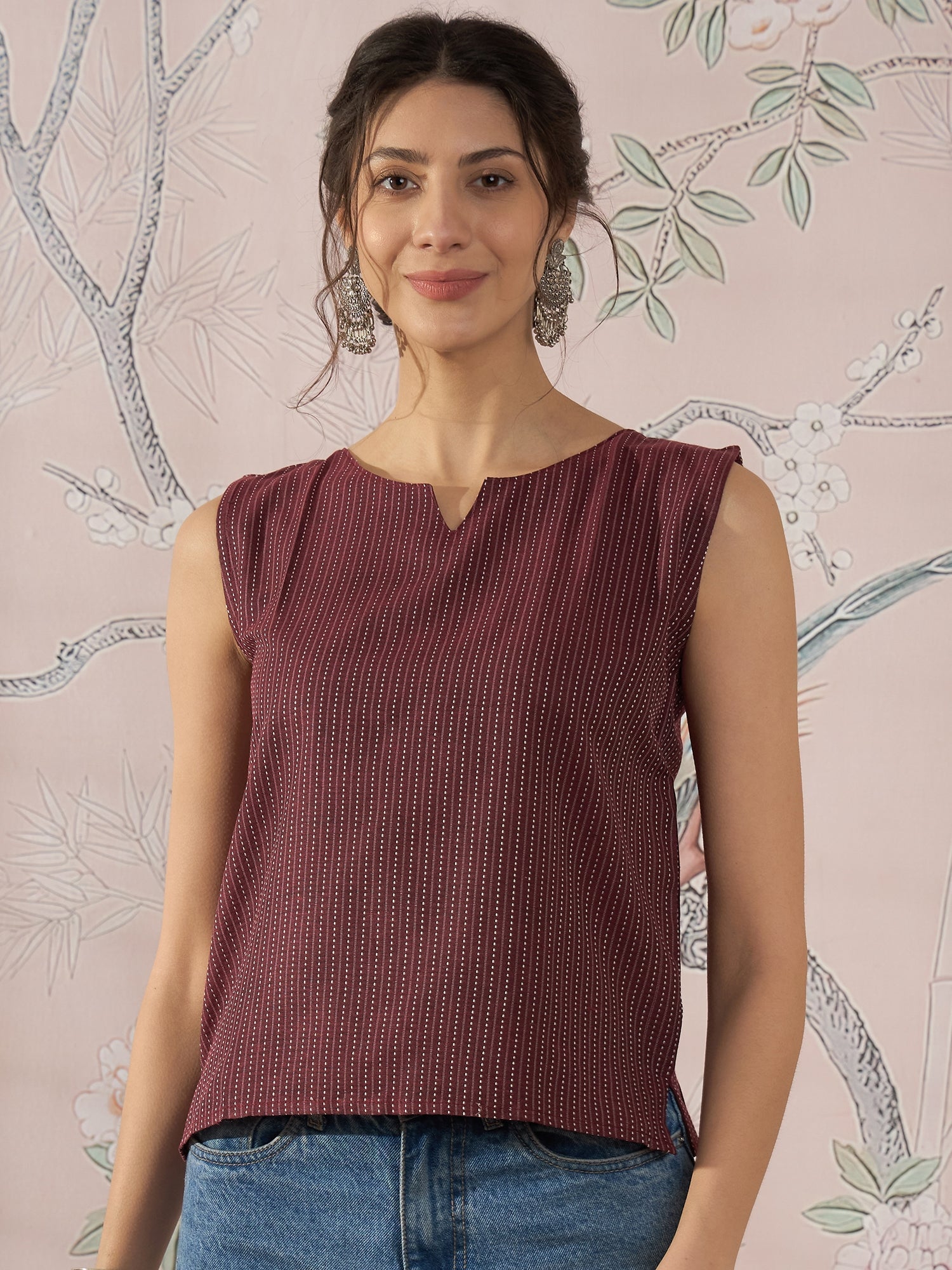 InWeave Wine Kantha W/S Top