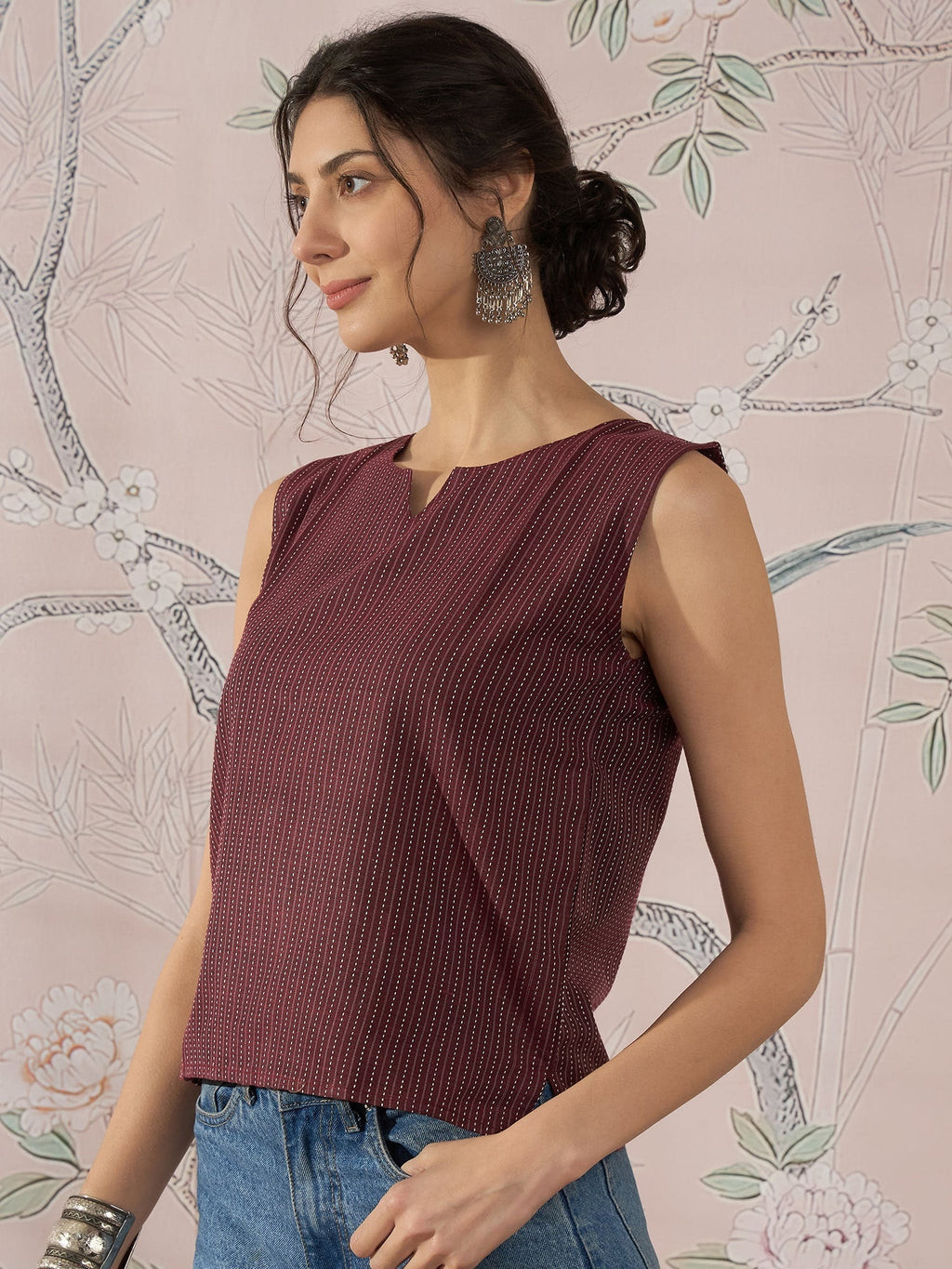 InWeave Wine Kantha W/S Top