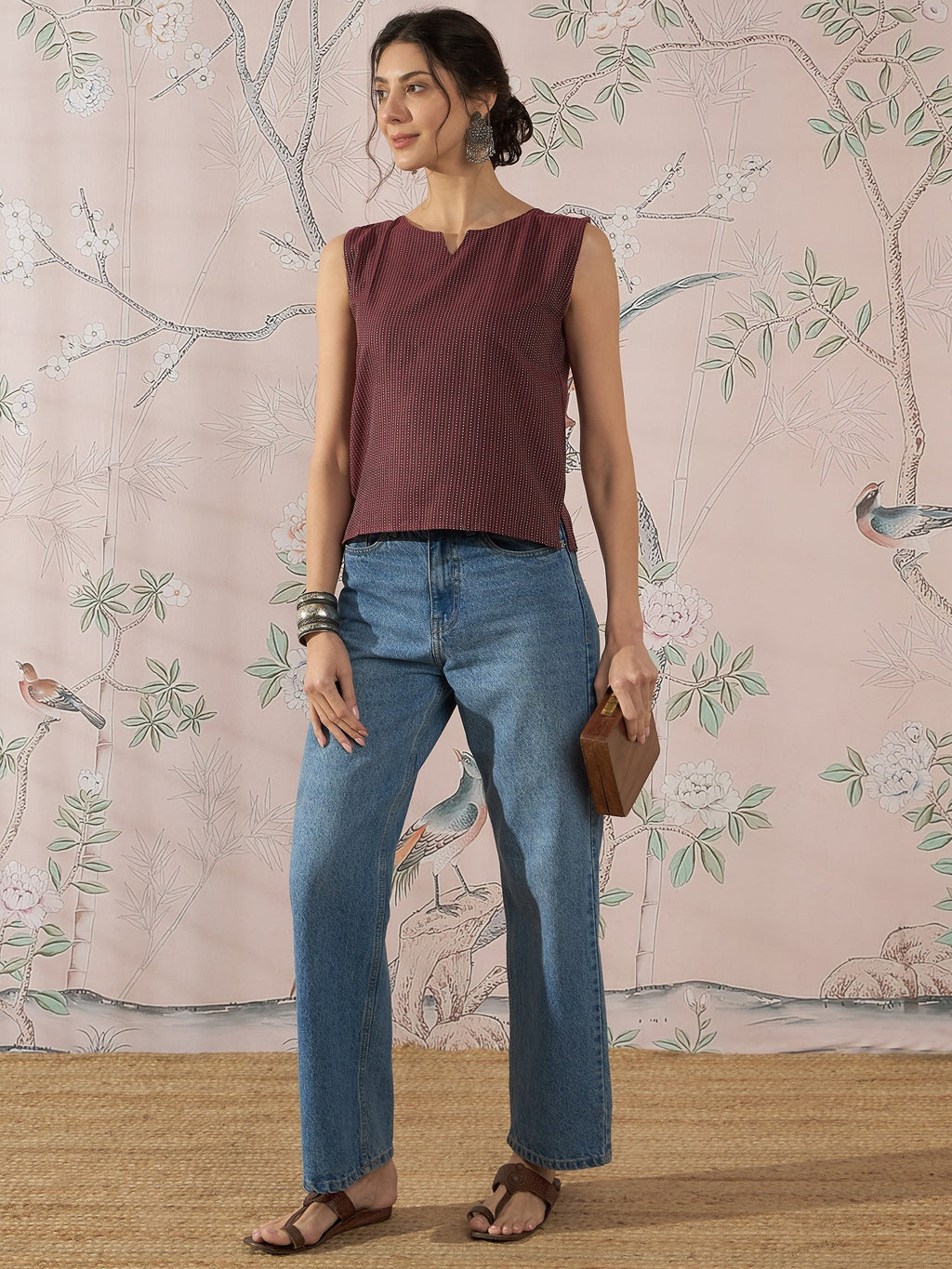 InWeave Wine Kantha W/S Top