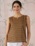 InWeave Mustard Foil Print W/S Top