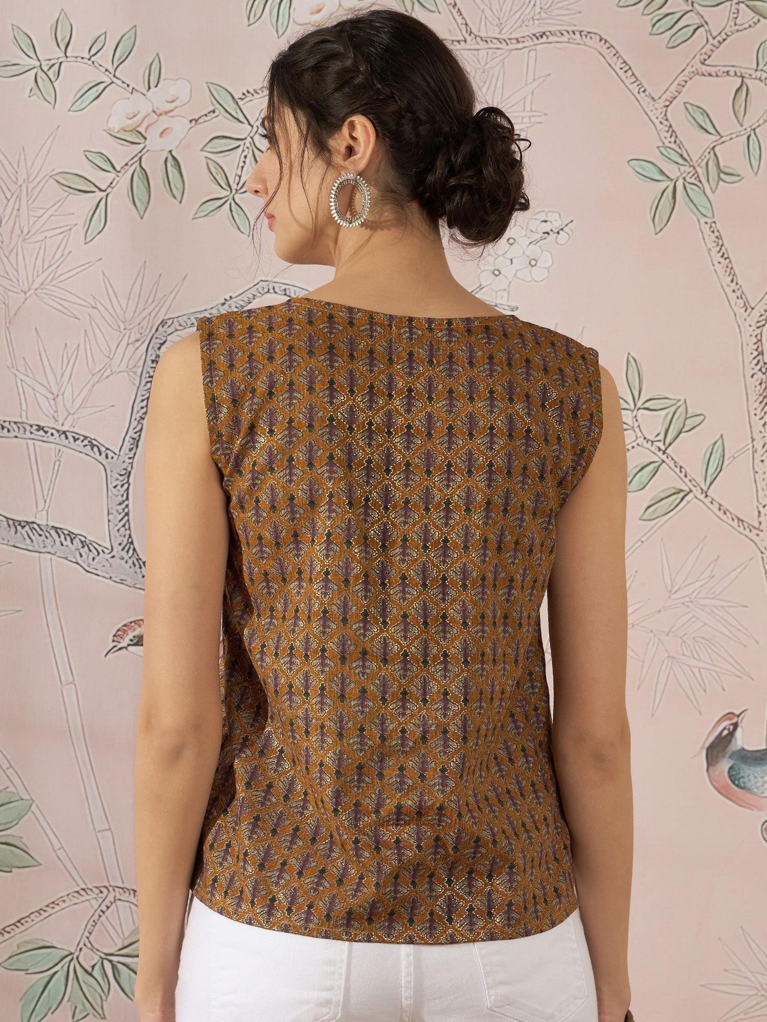 InWeave Mustard Foil Print W/S Top
