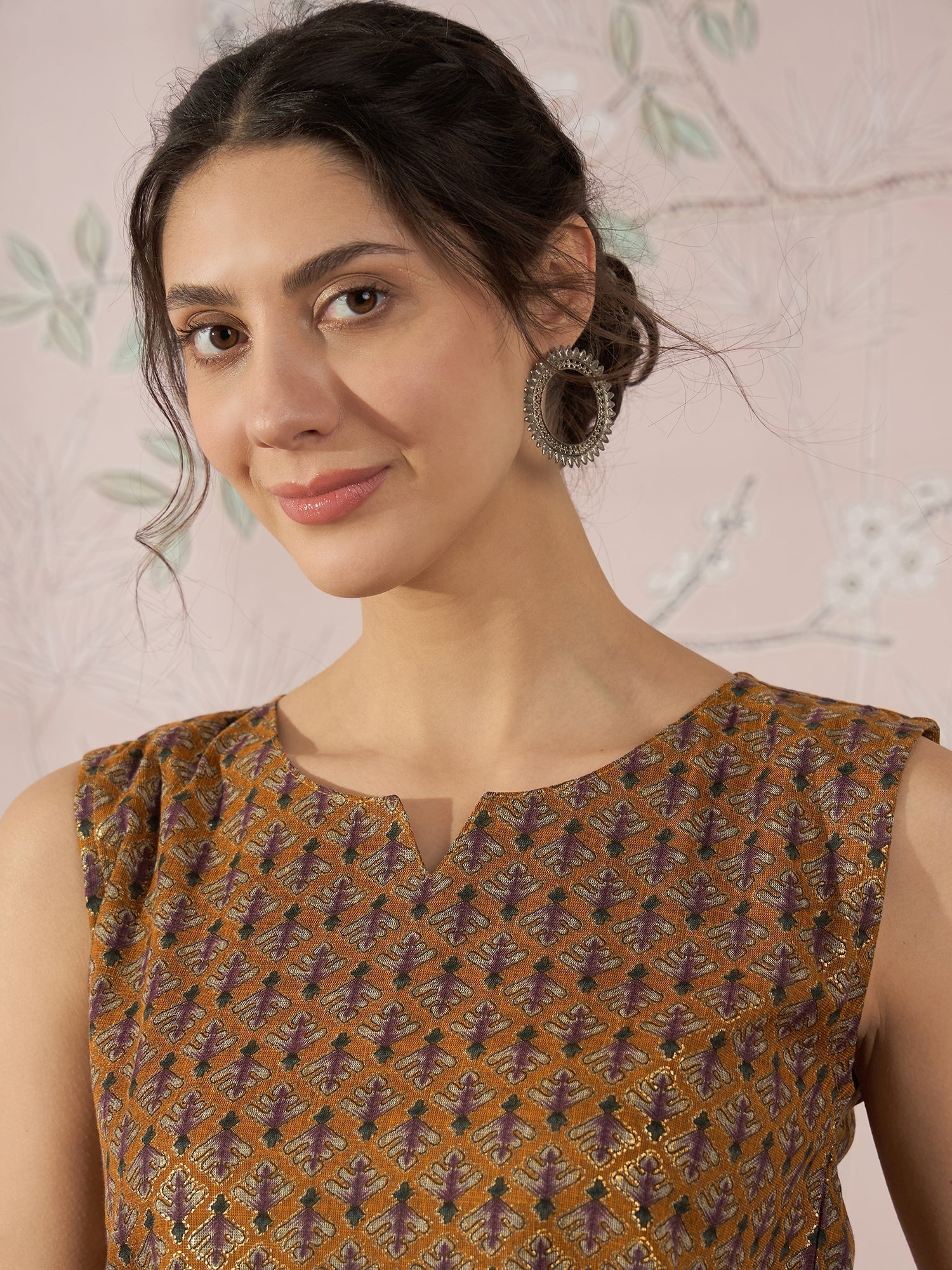 InWeave Mustard Foil Print W/S Top