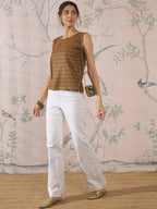 InWeave Mustard Foil Print W/S Top