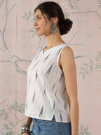 InWeave White Black Ikkat W/S Top