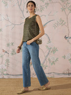 InWeave Green Foil Print W/S Top