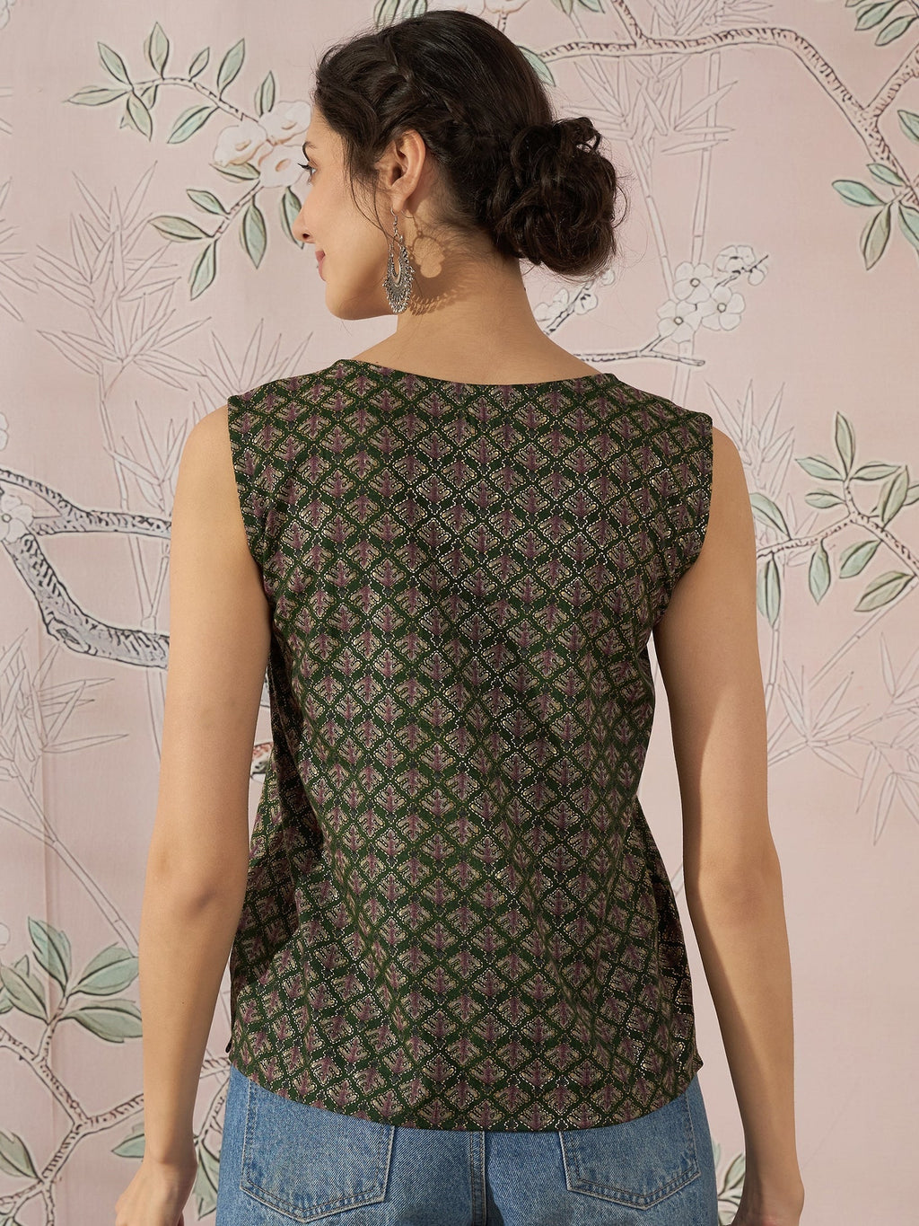 InWeave Green Foil Print W/S Top