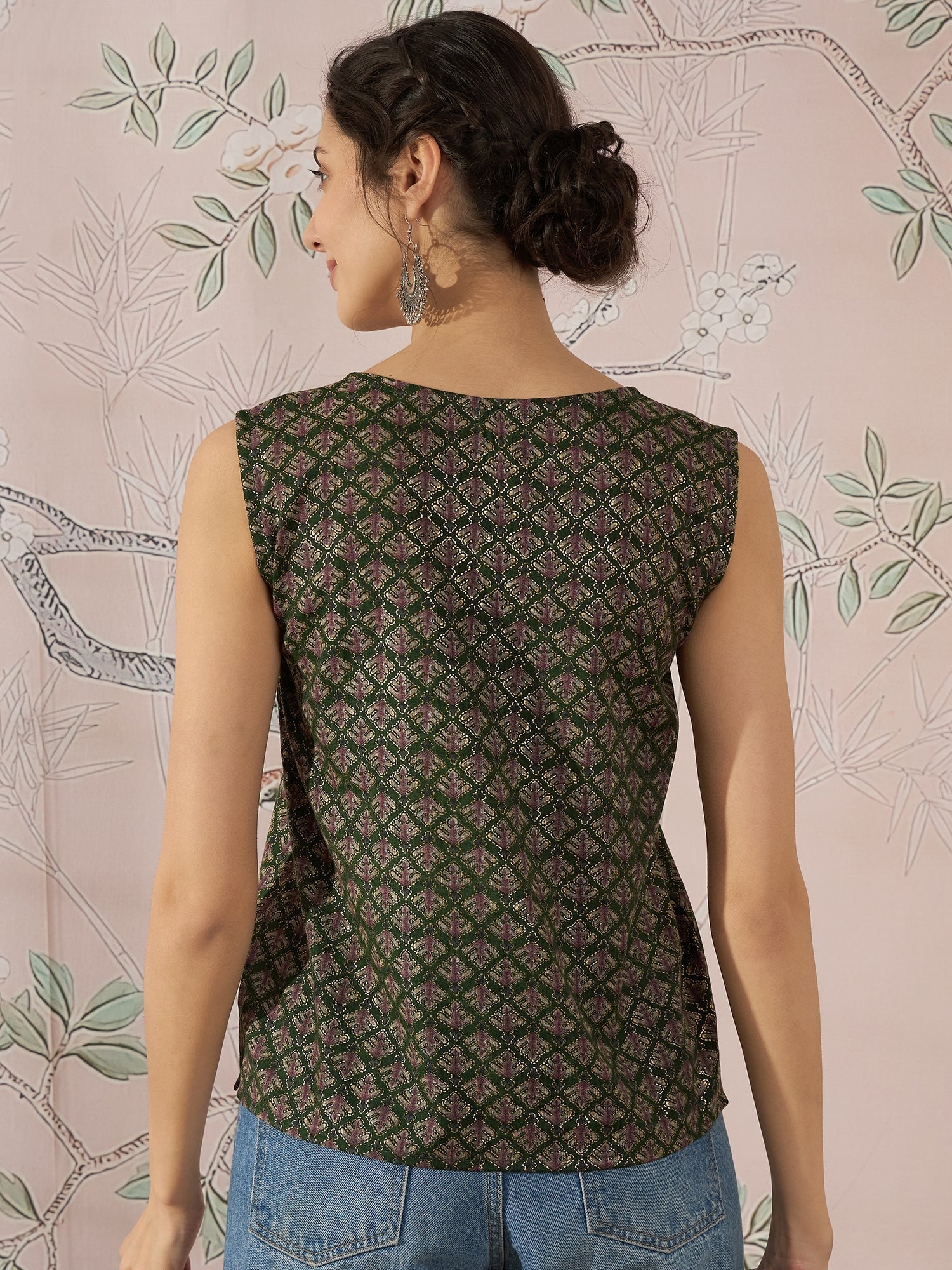 InWeave Green Foil Print W/S Top