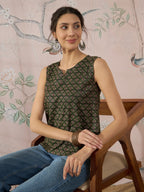 InWeave Green Foil Print W/S Top