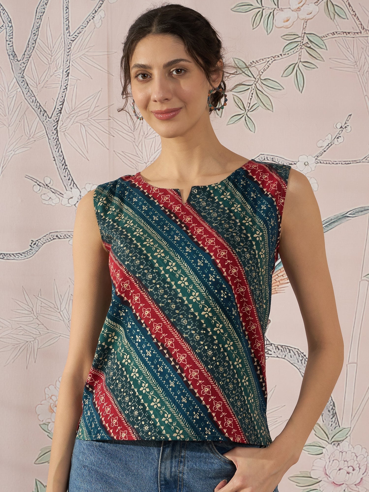 InWeave Teal Hunter Batik W/S Top
