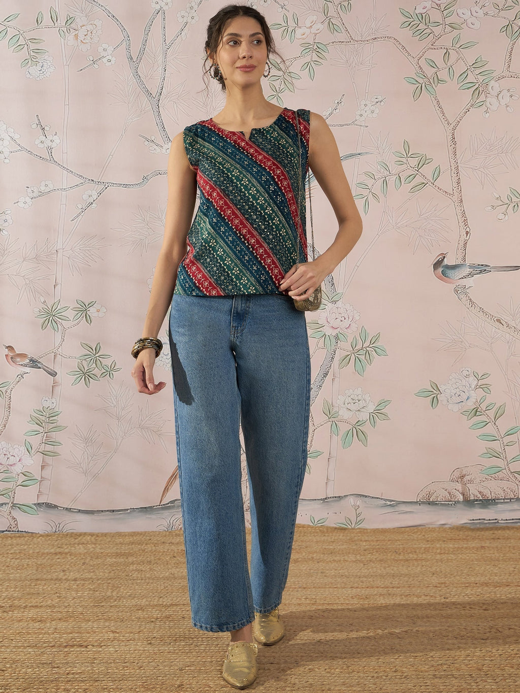 InWeave Teal Hunter Batik W/S Top