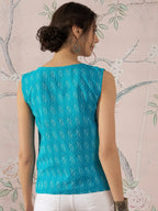 InWeave Cyan Blue Ikkat Kantha W/S Top
