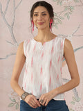 InWeave White Red Ikkat W/S Top