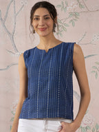InWeave Indigo Striped Kantha W/S Top