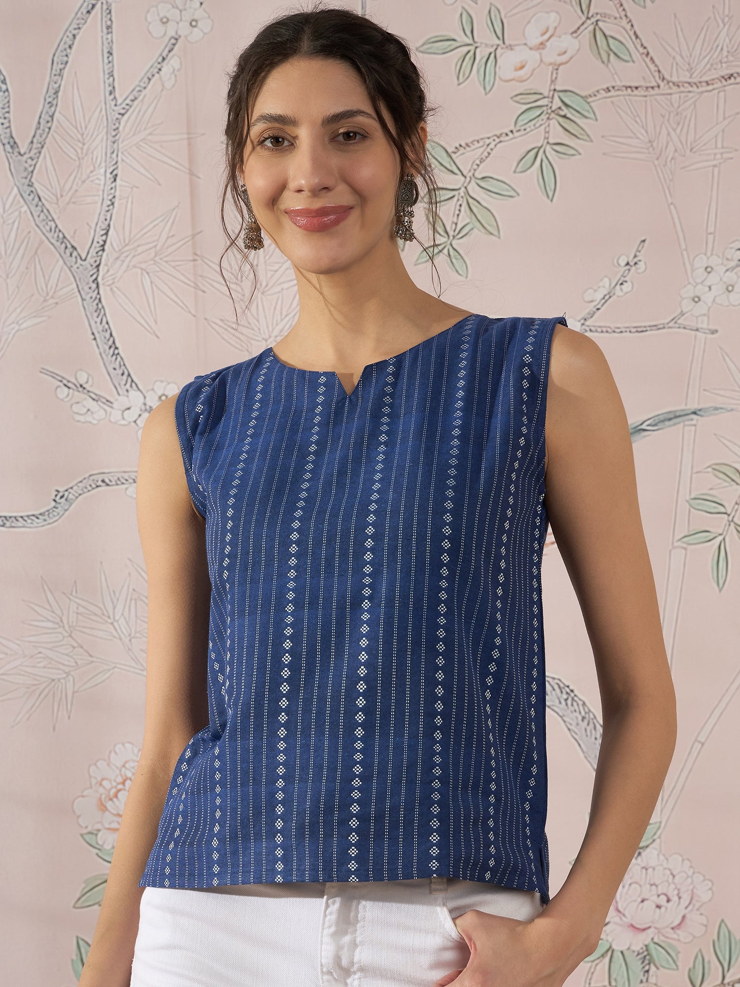 InWeave Indigo Striped Kantha W/S Top