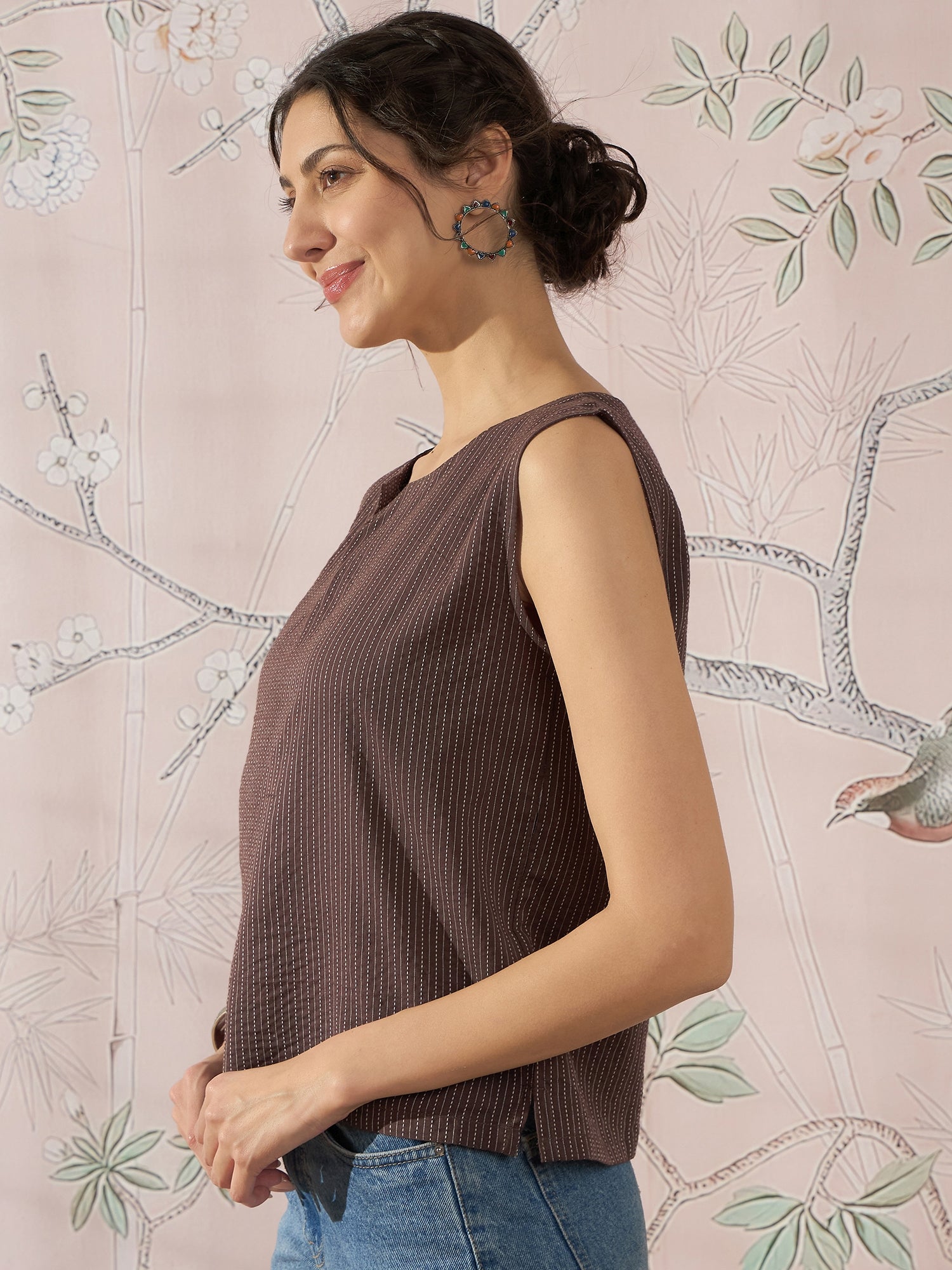 InWeave Dark Brown Kantha W/S Top