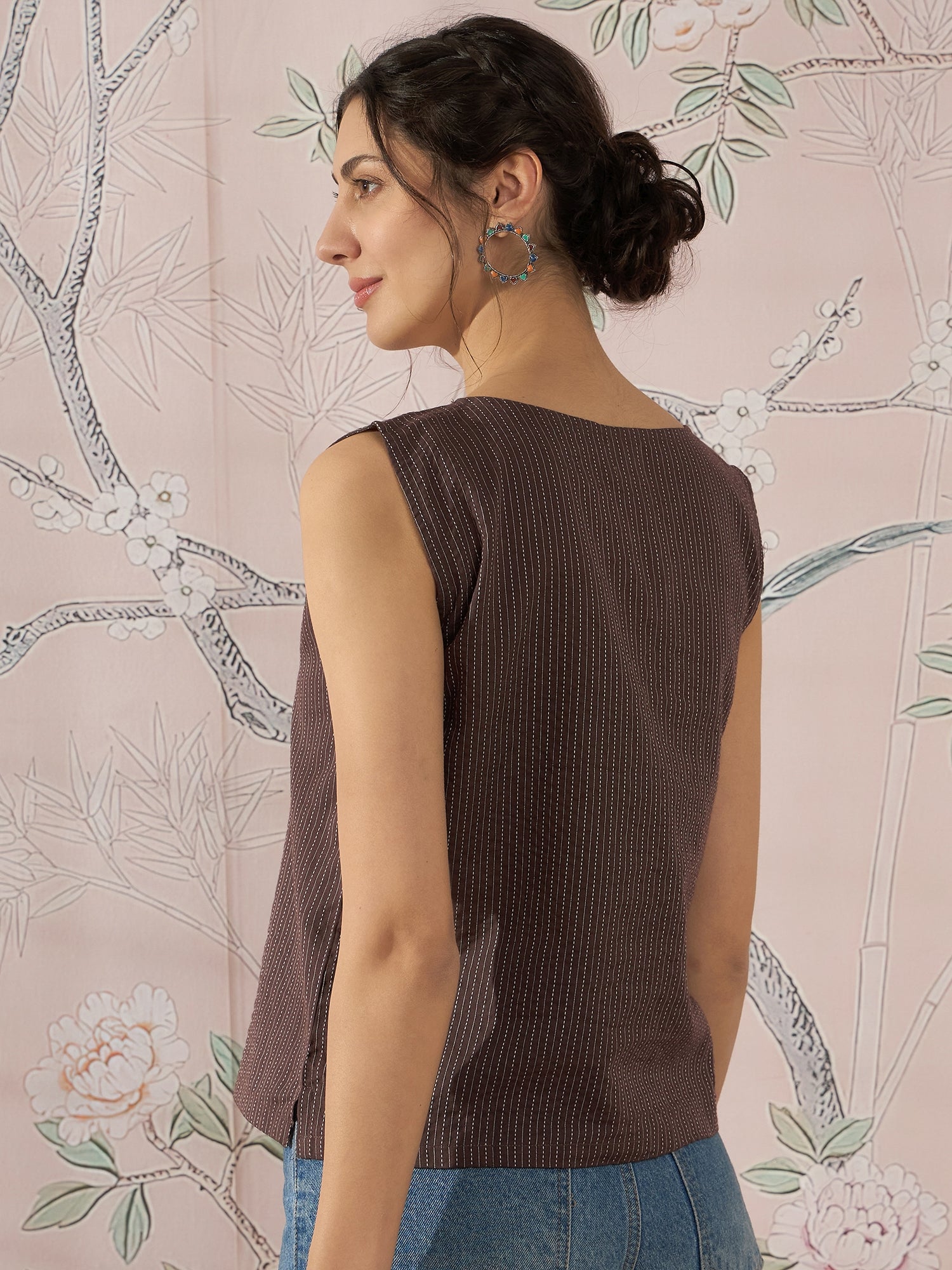 InWeave Dark Brown Kantha W/S Top