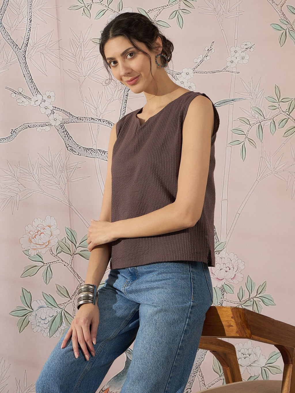 InWeave Dark Brown Kantha W/S Top