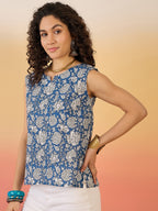 InWeave Blue White Block Print W/S Top