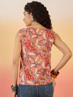 InWeave Coral Jaal Floral Print W/S Top