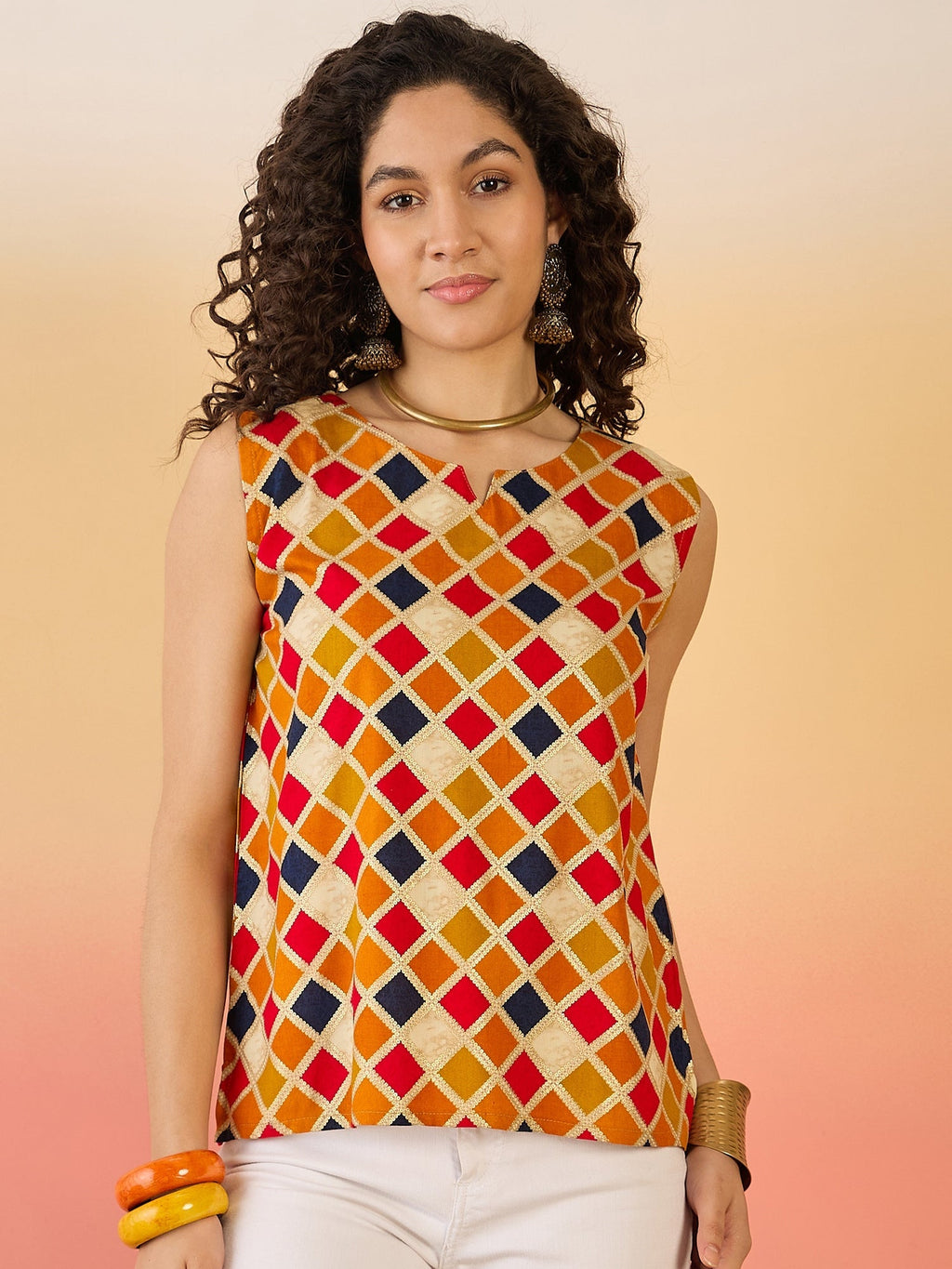 InWeave Mustard Multi Check Foil W/S Top
