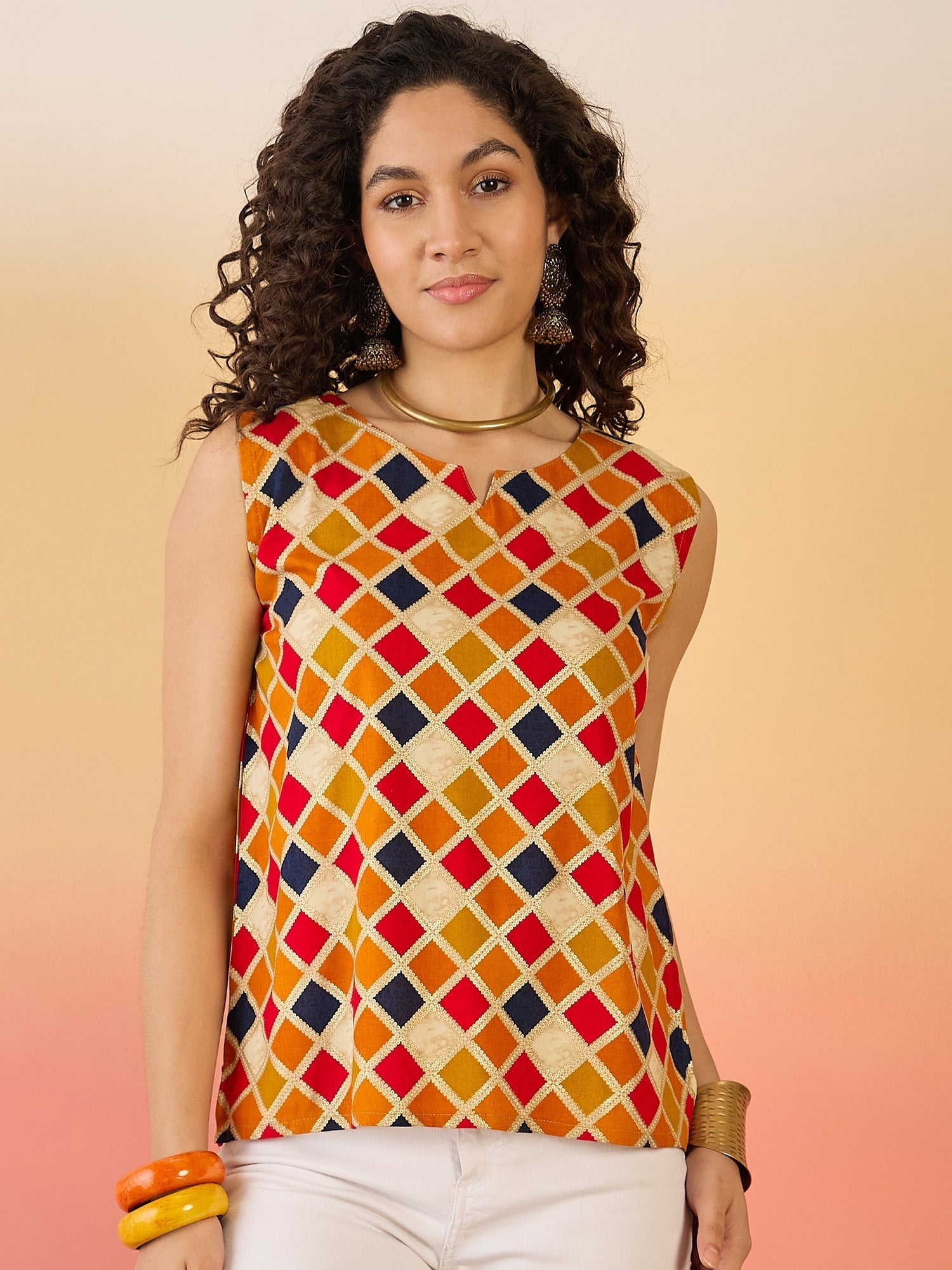 InWeave Mustard Multi Check Foil W/S Top